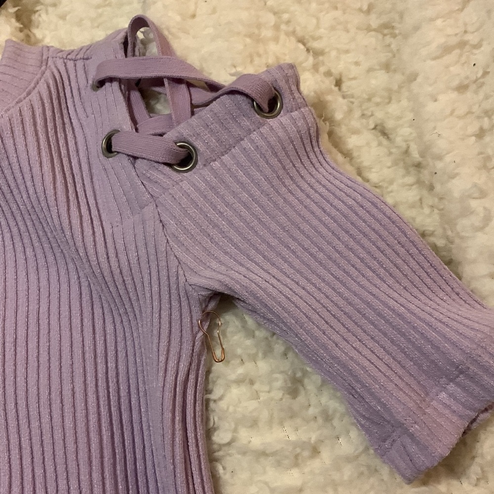 Contemporary Lavender Fitted Ribbed Dress - Picture 5 of 7